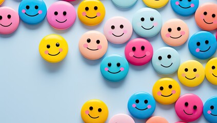 Cheerful Emoji Delight: Smiley Faces Bring Playful Charm to Background