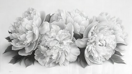   Black and white photo of a group of flowers against a white backdrop, accompanied by another B&W image of the same arrangement