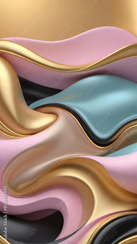 Poster pastel color soft and smooth wavy lines abstract background.