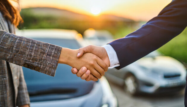 hands shaking between customer and auto insurance agent, symbolizing agreement and trust in insurance terms