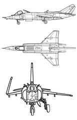 Yakolev Yak-38 3-view 3-view-svg vector file