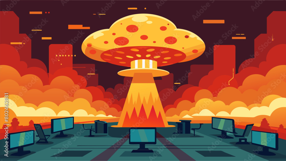 Aufkleber the distorted image of a nuclear explosion filled the screens of the exaggerated threats observatory