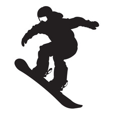 Vector silhouette of an extreme winter snowboard sports person. Flat cutout icon