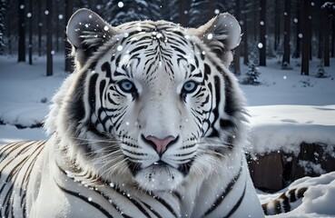 Naklejka premium siberian tiger in snow
