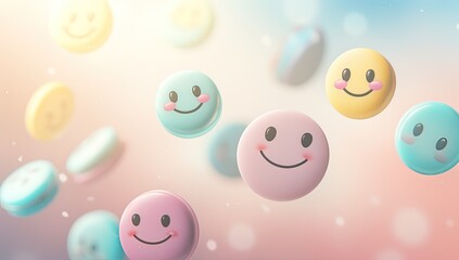 Fototapeta premium Whimsy in Pixels: Funny Emoji Background Adds Playful Touch to Any Setting