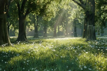 Fototapeta premium Sunlit Forest Glade
