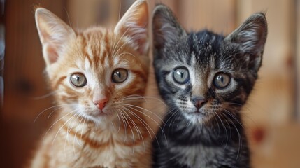 Two Kittens Sitting Together