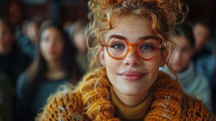 Woman Wearing Glasses and Scarf Outdoors