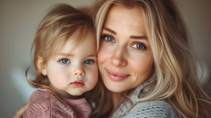 Woman Holding Little Girl in Arms