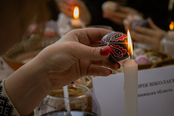 Kyiv, Ukraine, April 30, 2024. People gathered at the Easter egg festival to set a record for...