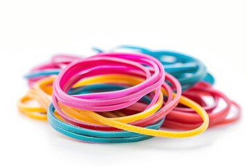 Colorful rubber hair scrunchy isolated on white background