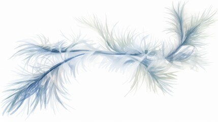 Fototapeta premium Artistic watercolor showing icy pine needles with a light blue wash, water color, drawing style, isolated clear background