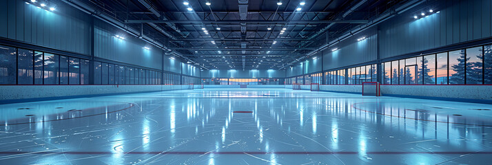 Hockey Ice Rink and Goal ,
Hockey stadium and empty ice rink 