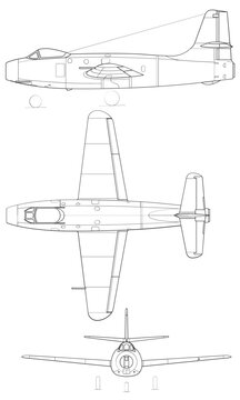 Yakolev Yak-19 3-view-svg vector file