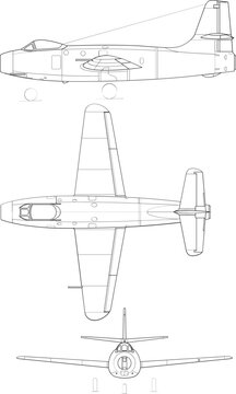  Yakolev Yak-19 3-view-svg vector file.svg