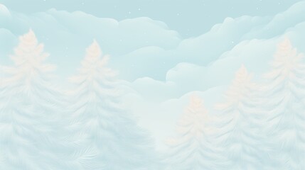Pale blue watercolor background with detailed frosty pine accentswater color, drawing style, isolated clear background