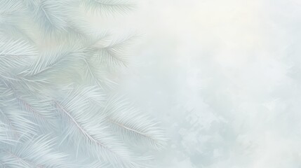Subtle watercolor blend of frosty pine needles on a pale blue canvas, water color, drawing style, isolated clear background
