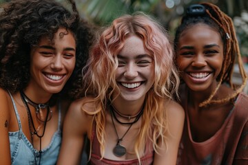 Fototapeta premium Group of diverse young adults laughing together