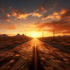 desert road at sunrise