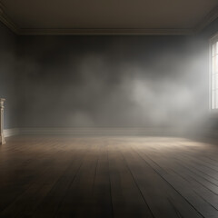 empty room with smoky wooden floor