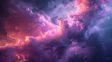 A colorful space with a purple cloud and stars