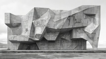   Black-and-white photo of a unique architectural masterpiece resembling an artistic creation