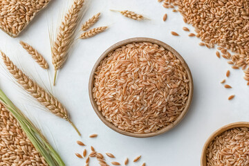 Golden Grains: A Close-Up of Wheat and Barley Seeds