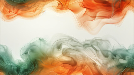Seamless texture. Abstract swirling patterns of red, green, and brown smoke against a white backdrop