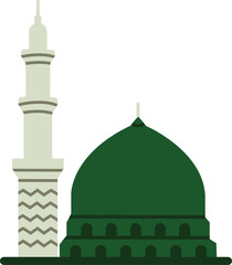 Medina city holy Concept Minar Prophet Muhammad Mosque Vector Icon Design, Arab culture and traditions on white background, Muslim practices Sign for islamic event, web, print or pictogram assets.