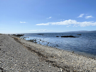 A view of the Isle of Arran in Scotland on a sunny day