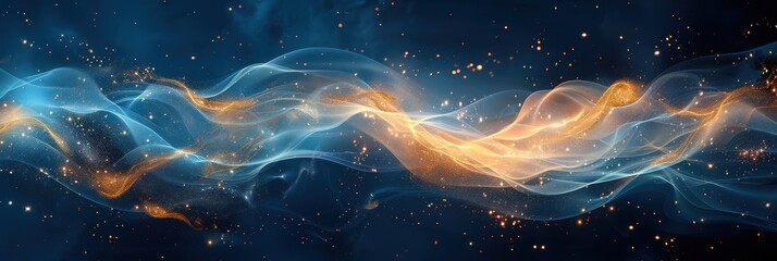 Enchanting Celestial Symphony: Blue and Yellow Abstract Background