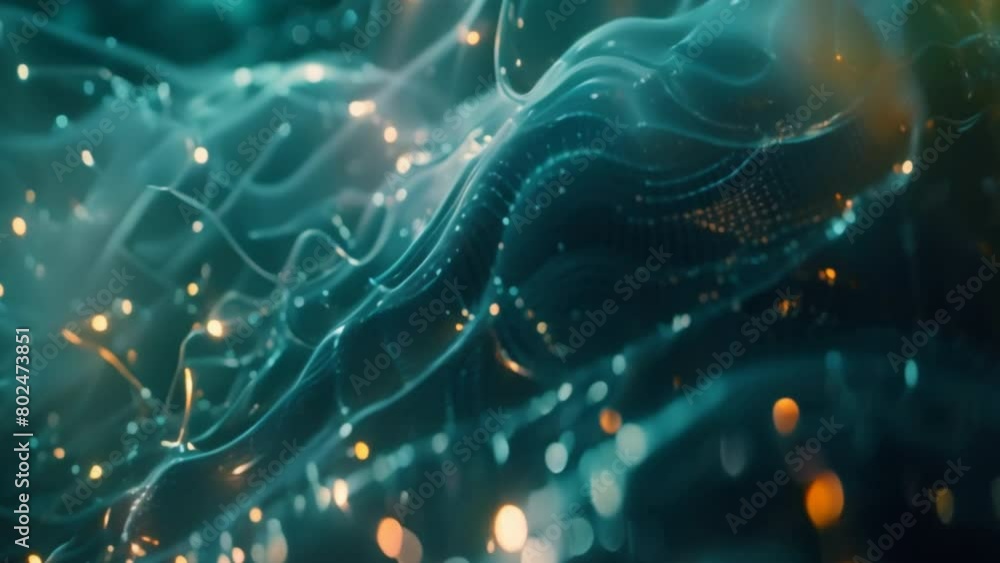 Aufkleber A mesmerizing dance of data particles, forming and dissolving into complex patterns, representing the ever-evolving nature of the metaverse.