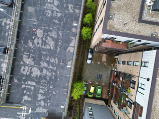 Aerial View of Central Borehamwood London City of England During Cloudy and Rainy Day, England UK. April 4th, 2024