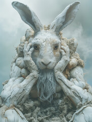 strange wondrous hare or rabbit. hare or rabbit in thought. the bunny thought about something