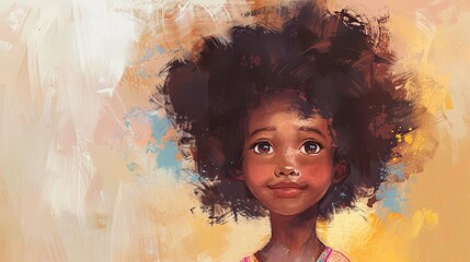 african kid with afro hair painting