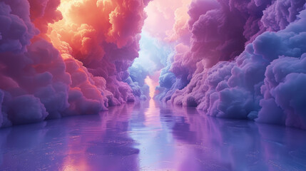 A colorful sky with purple, pink and orange clouds