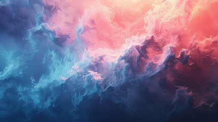 A colorful, abstract painting of a cloud with blue and pink hues