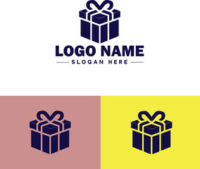 Gift box icon logo modern flat minimalist app business vector logo
