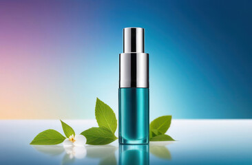 Glass dropper bottle with a pippette with rubber tip on the beautiful background. Nature Skin concept. Organic Spa Cosmetics. Eco friendly care organic Cosmetic product. Beauty treatment. Spa Concept.