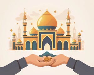 Giving Charity for a Good Cause. Islamic Concept of Financial Investment - obrazy, fototapety, plakaty