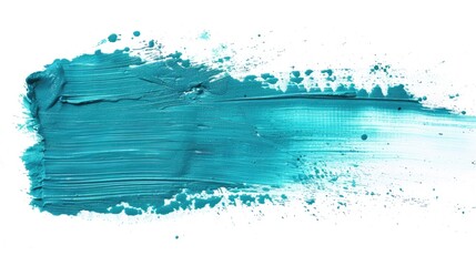 Thick Brush Stroke in Turquoise Blue Color Isolated on White Background - Perfect for Water Based