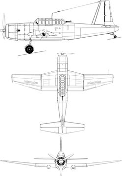 Vultee Vengeance I 3-view-svg vector file.svg