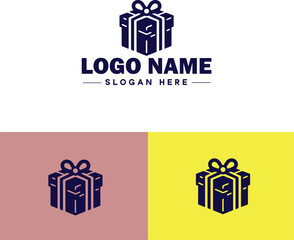 Gift box icon logo modern flat minimalist app business vector logo