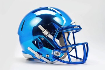 Fototapeta premium Professional Blue Football Helmet for Safe American Sport Play - Isolated Equipment for Protection