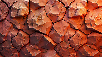Neutral terracotta abstract background. Three dimensional texture. Dried clay, desert, cracks in the ground.