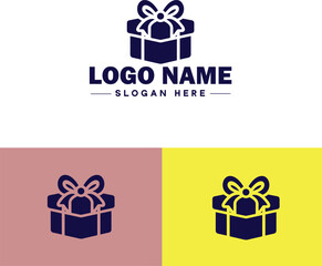 Gift box icon logo modern flat minimalist app business vector logo
