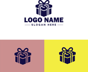 Gift box icon logo modern flat minimalist app business vector logo
