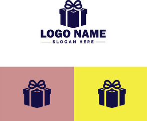 Gift box icon logo modern flat minimalist app business vector logo