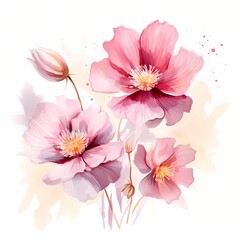 Flowers bouquet. Abstract flowers clipart. Watercolor illustration. Generative AI. Detailed illustration.