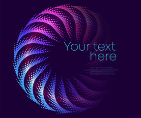 Advertising flyer party design elements. Purple background with elegant graphic blur bright light circles. Fun illustration for template brochure, layout leaflet, cafe menu card